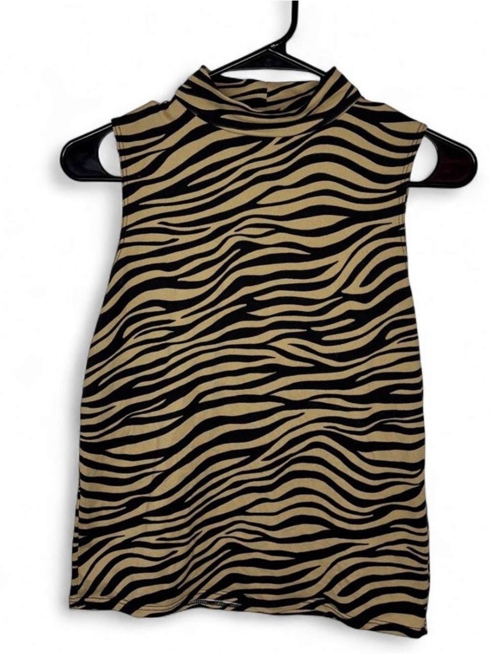Gold Zebra Print Mock Neck Tank